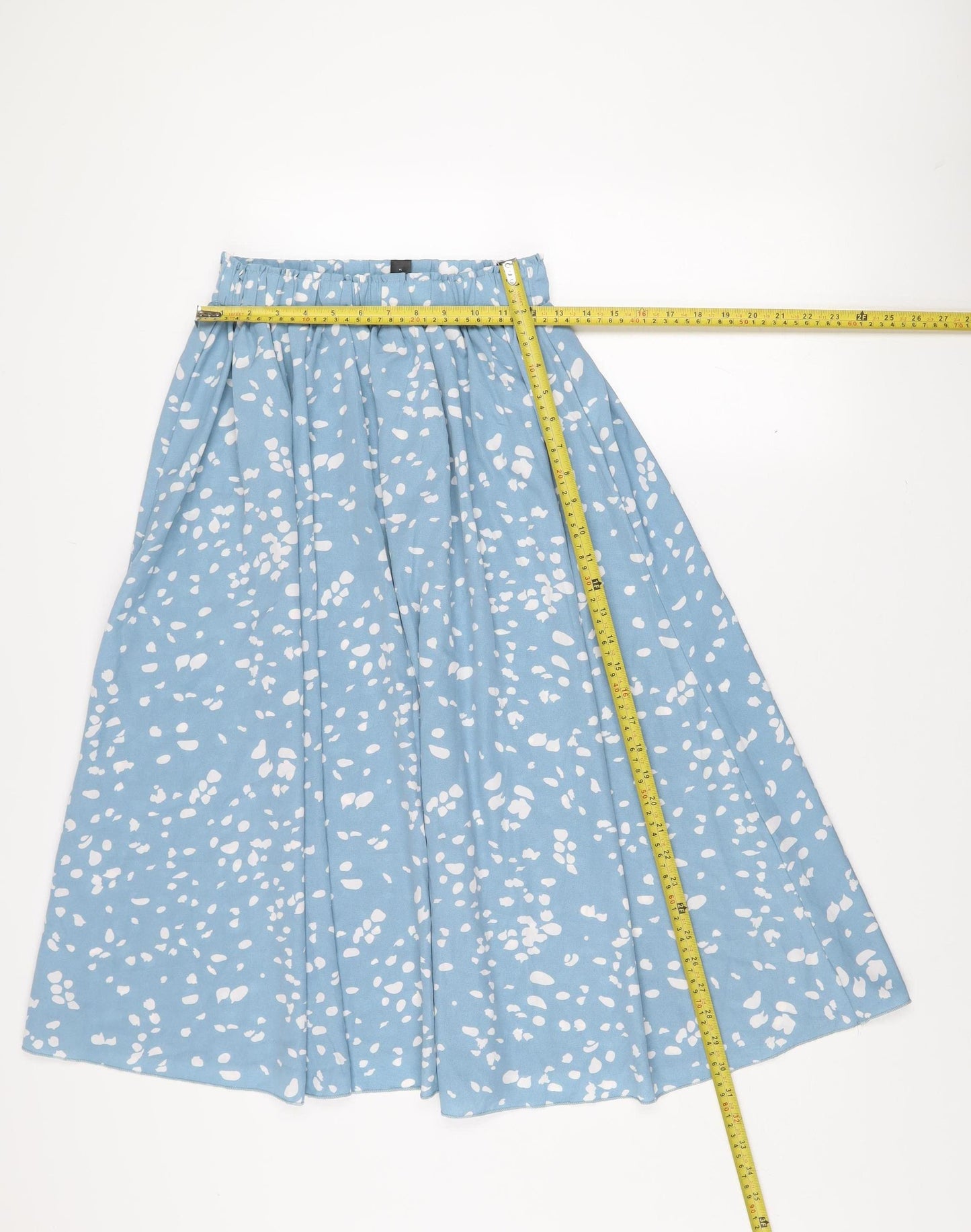 Niay Women Blue Polka Dot A-Line Knee Length Cotton Skirt Size 8