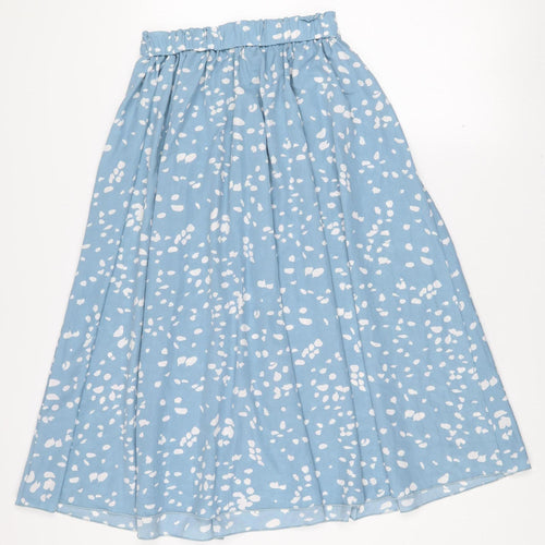 Niay Women Blue Polka Dot A-Line Knee Length Cotton Skirt Size 8