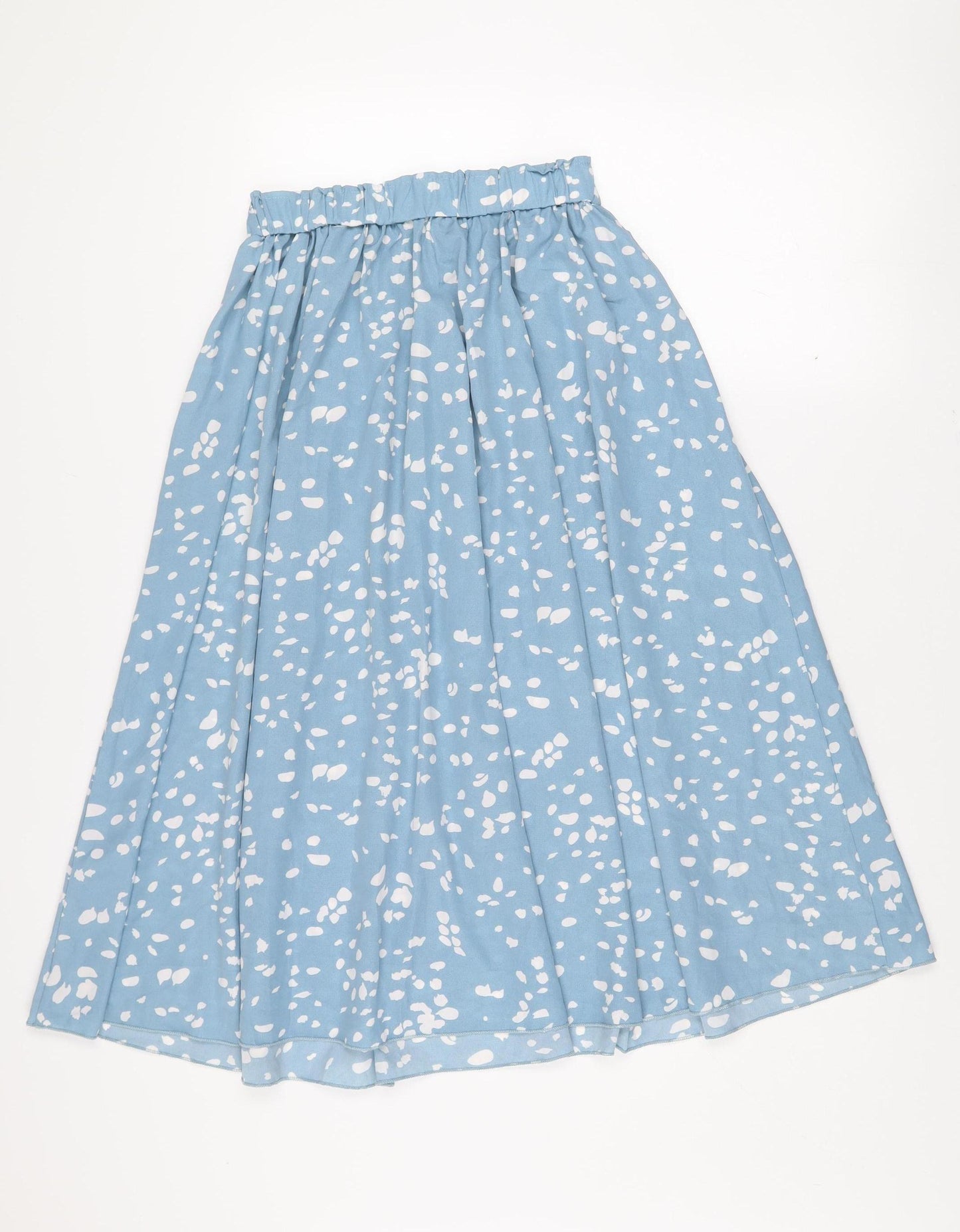 Niay Women Blue Polka Dot A-Line Knee Length Cotton Skirt Size 8