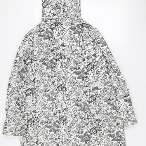 Klass Women’s Ivory Floral Hooded Rain Coat Size 16 Waterproof