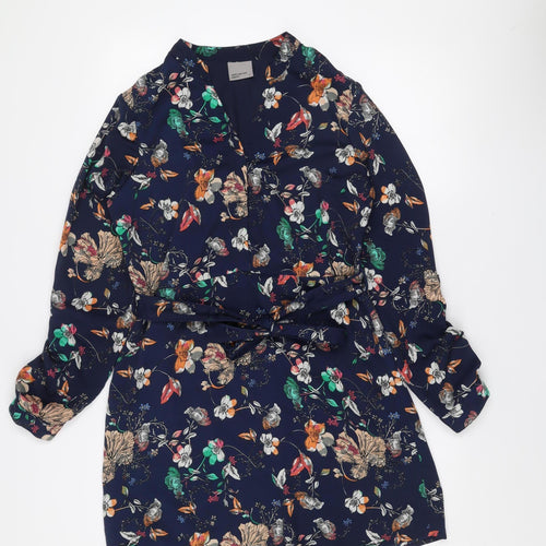 Vero Moda Women's Blue Floral Wrap Dress Size S Long Sleeve