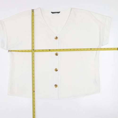 Dunnes Stores Women’s Ivory Button Blouse XL V-Neck Short Sleeve Top