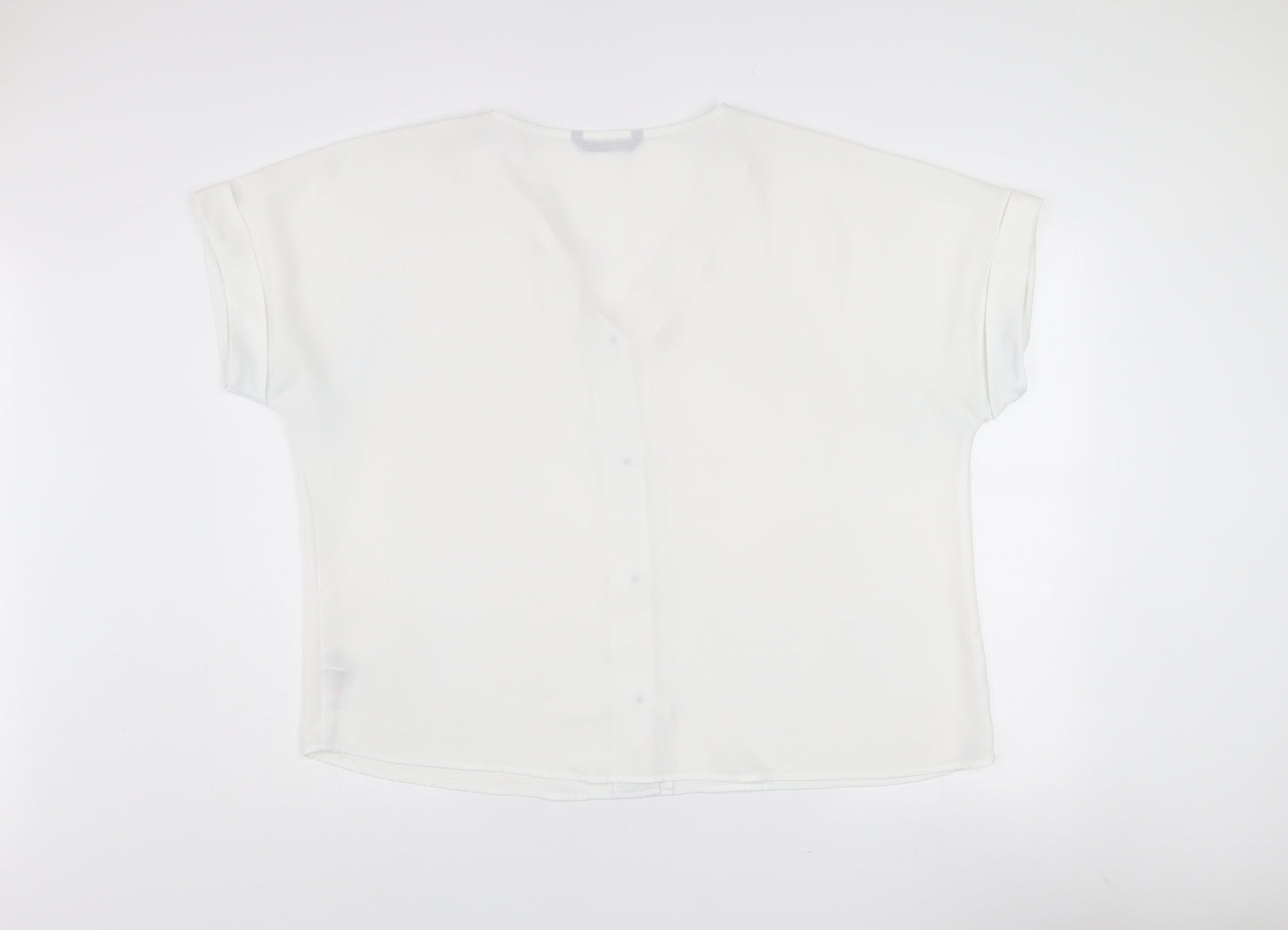 Dunnes Stores Women’s Ivory Button Blouse XL V-Neck Short Sleeve Top