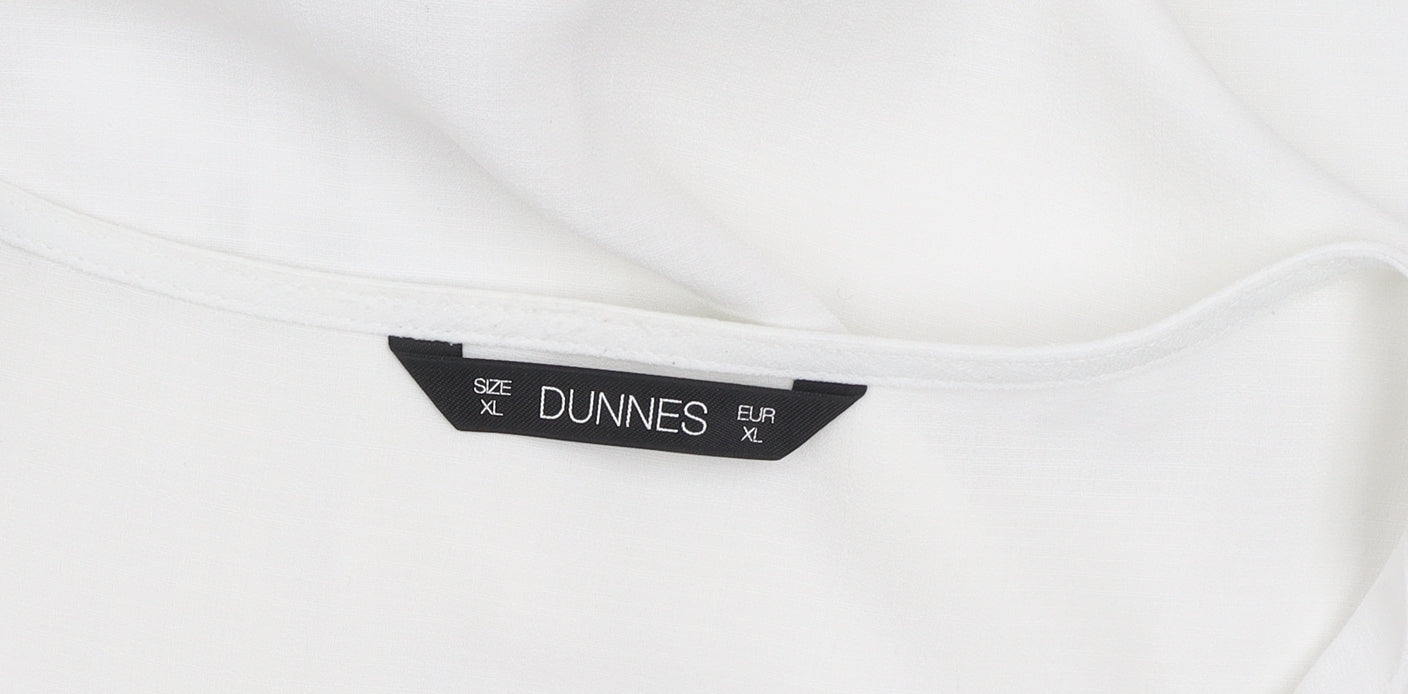 Dunnes Stores Women’s Ivory Button Blouse XL V-Neck Short Sleeve Top