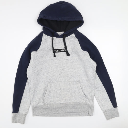 Hollister Mens Grey XS Pullover Hoodie Fleece Logo Sweatshirt