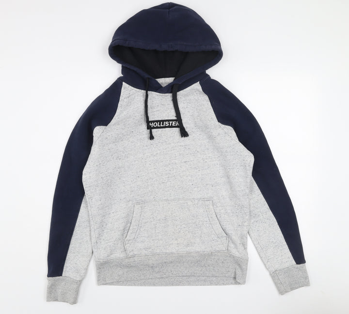 Hollister Mens Grey XS Pullover Hoodie Fleece Logo Sweatshirt