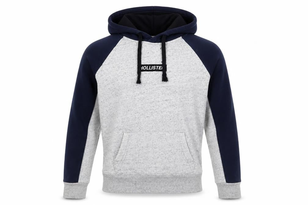 Hollister Mens Grey XS Pullover Hoodie Fleece Logo Sweatshirt