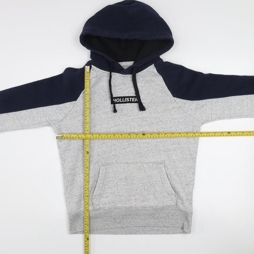 Hollister Mens Grey XS Pullover Hoodie Fleece Logo Sweatshirt