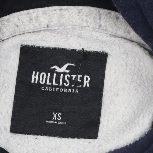 Hollister Mens Grey XS Pullover Hoodie Fleece Logo Sweatshirt