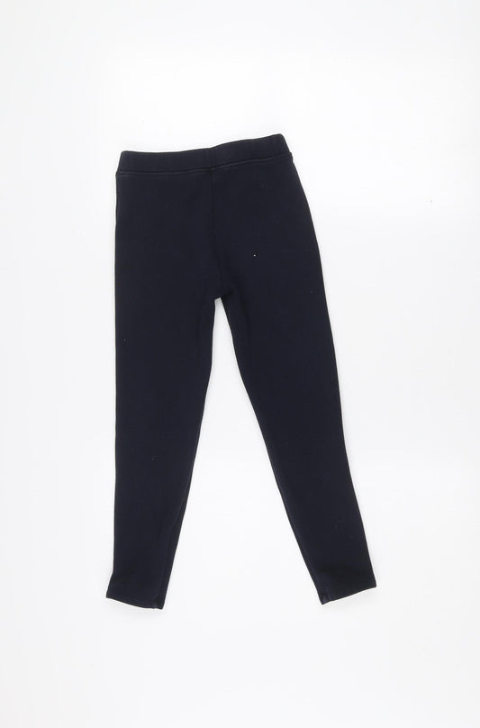Front view of Dunnes Stores girls’ black stretch jersey ankle leggings 8-9 years