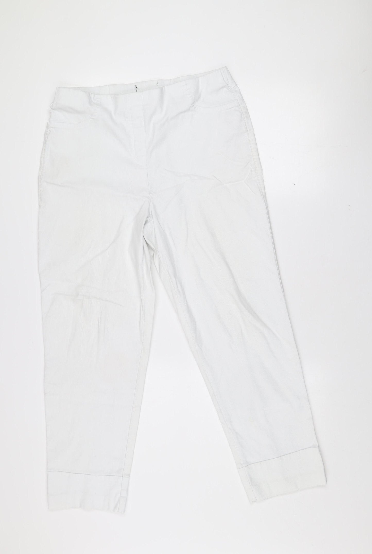 Dunnes Stores Women’s White Viscose Blend Stretch Trousers Size L