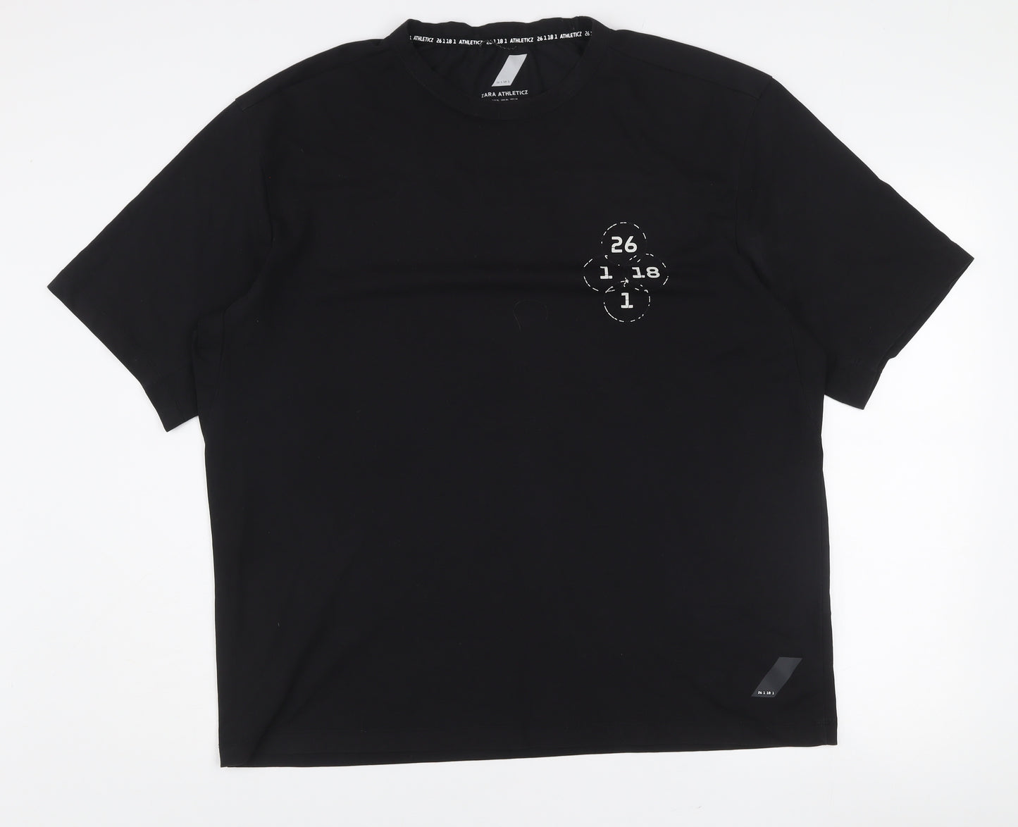 Zara Men's Black Athleticz XL Crew Neck Short Sleeve T-Shirt