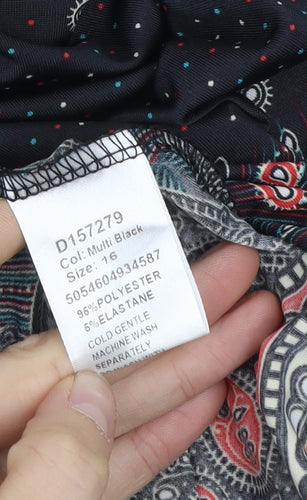 Stella Morgan Multicoloured Paisley Sleeveless V-Neck Casual Top Size 16