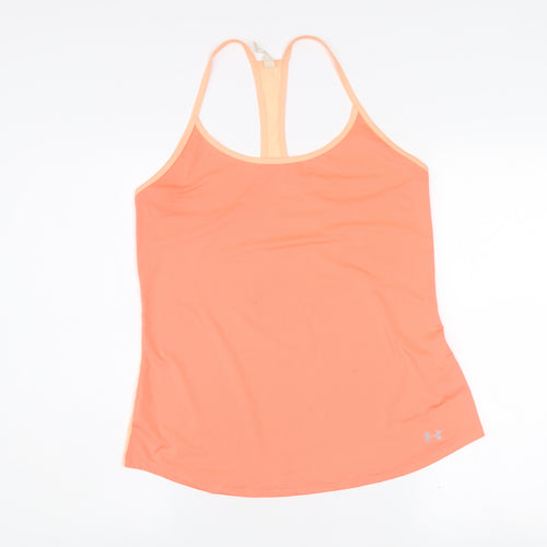 Under Armour Womens Orange Medium Tank Top HeatGear Lightweight Gym Wear
