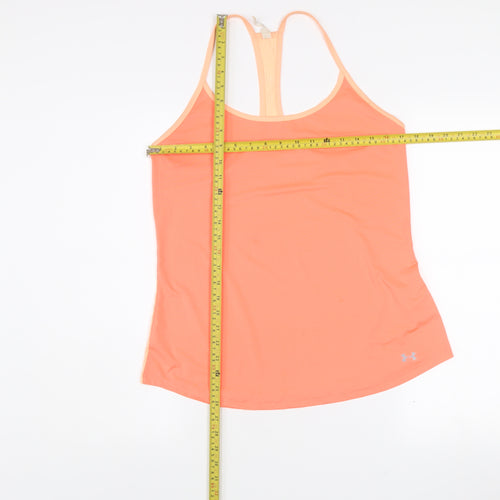 Under Armour Womens Orange Medium Tank Top HeatGear Lightweight Gym Wear