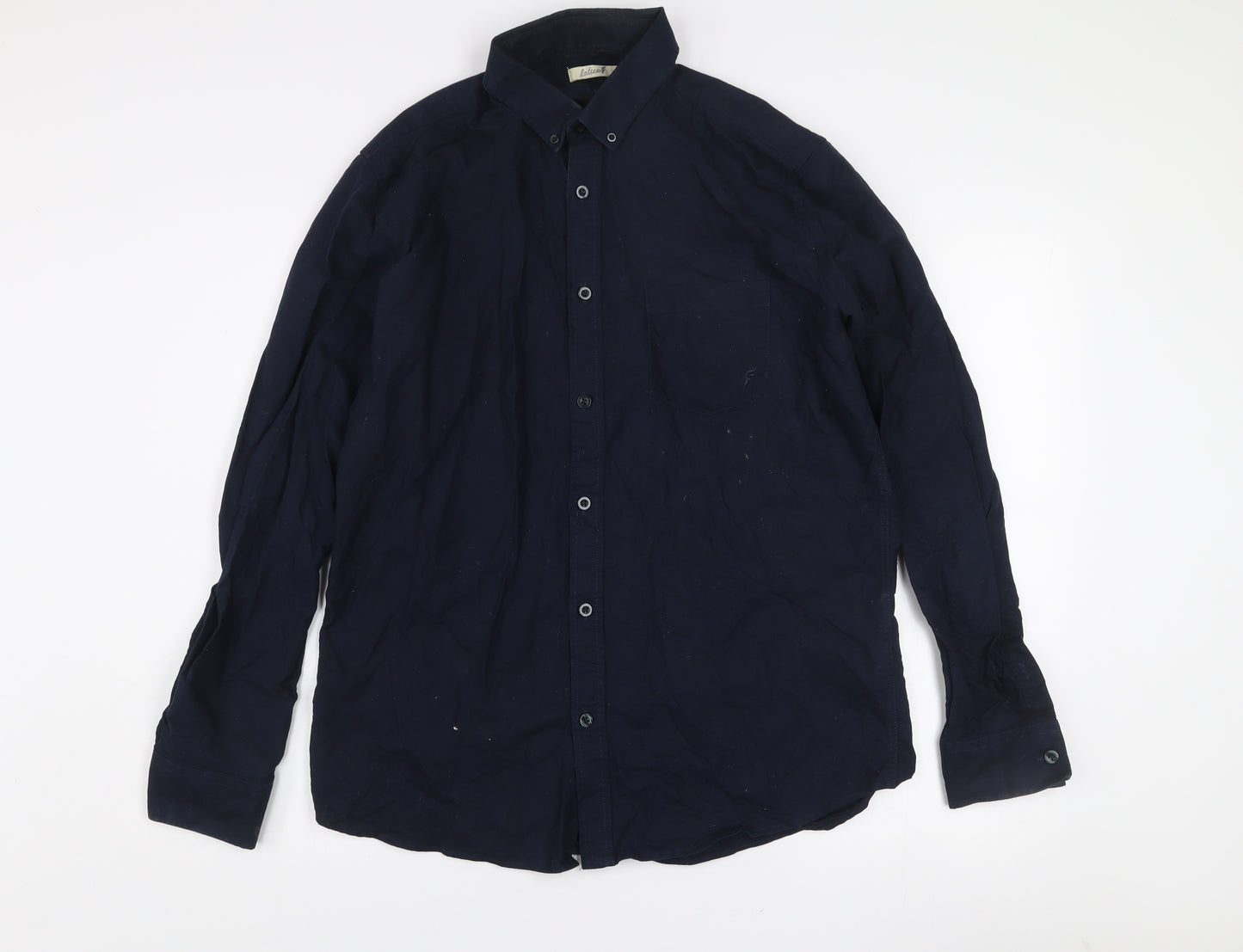 Lafine Men's Blue Regular Fit Long Sleeve Button-Up Cotton Shirt