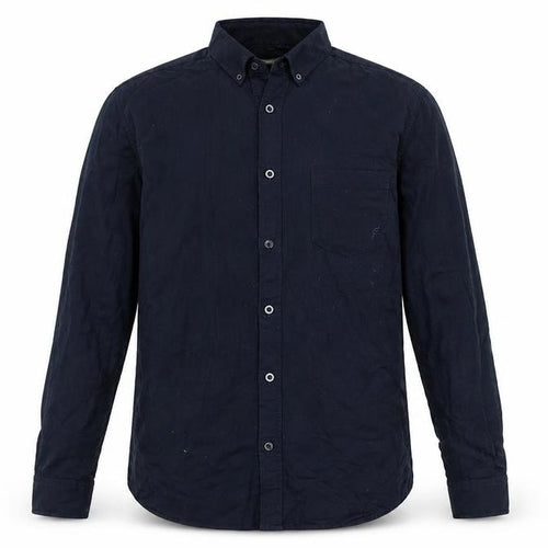 Lafine Men's Blue Regular Fit Long Sleeve Button-Up Cotton Shirt