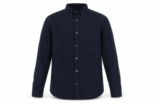 Front view of Lafine Men's Blue Regular Fit Long Sleeve Button-Up Cotton Shirt