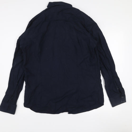 Lafine Men's Blue Regular Fit Long Sleeve Button-Up Cotton Shirt