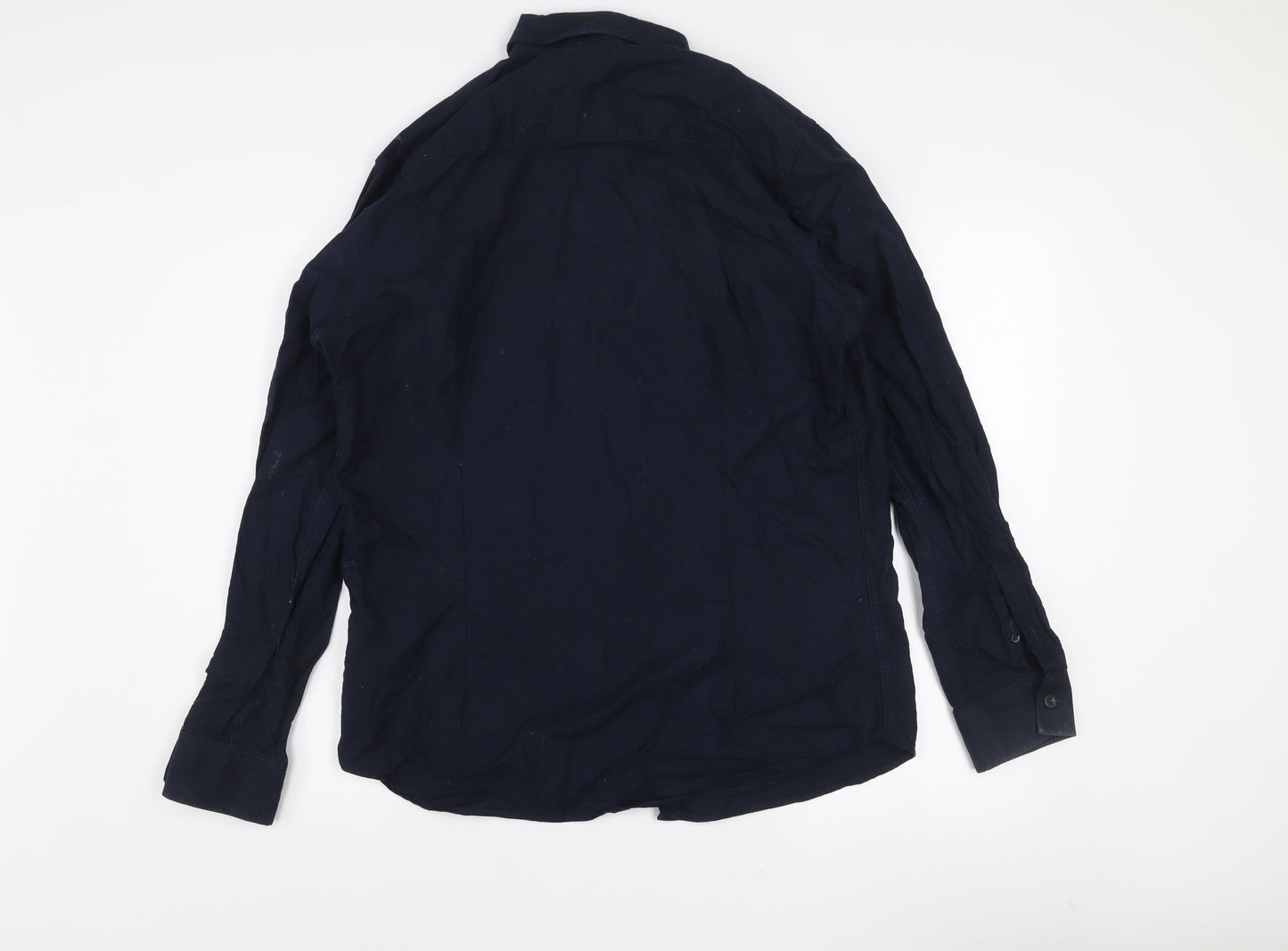 Lafine Men's Blue Regular Fit Long Sleeve Button-Up Cotton Shirt