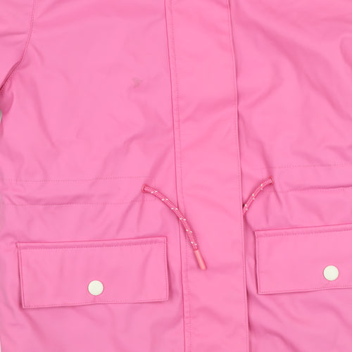 John Lewis Girls Pink Hooded Waterproof Rain Coat Age 9 Years Lined Polyester