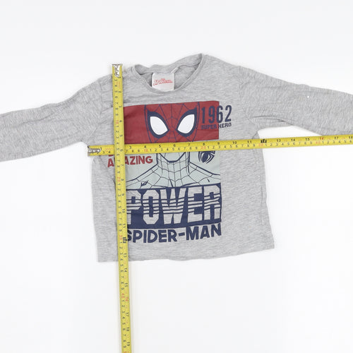Marvel Boys Grey Spider-Man Long Sleeve Cotton T-Shirt 3 Years