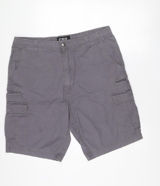 CSG Men's Grey Cotton Cargo Shorts Size 38 Regular Fit
