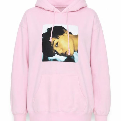Pink Graphic Print Hoodie XL Cotton Blend Women’s Pullover
