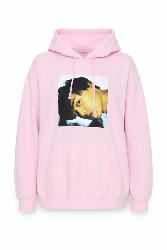 Pink Graphic Print Hoodie XL Cotton Blend Women’s Pullover