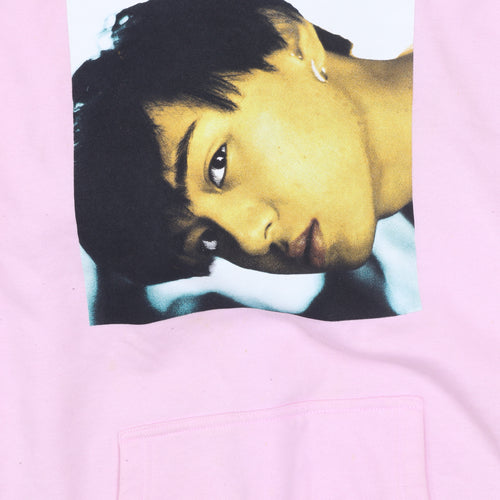 Pink Graphic Print Hoodie XL Cotton Blend Women’s Pullover