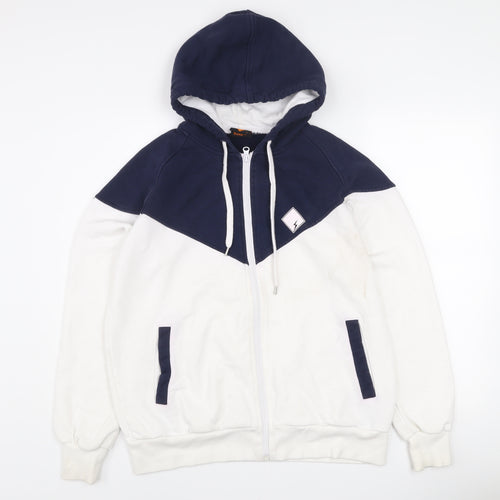 Buddy Men’s Blue & White Full Zip Hooded Cotton Jacket L
