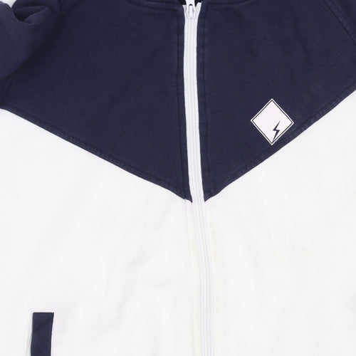 Buddy Men’s Blue & White Full Zip Hooded Cotton Jacket L