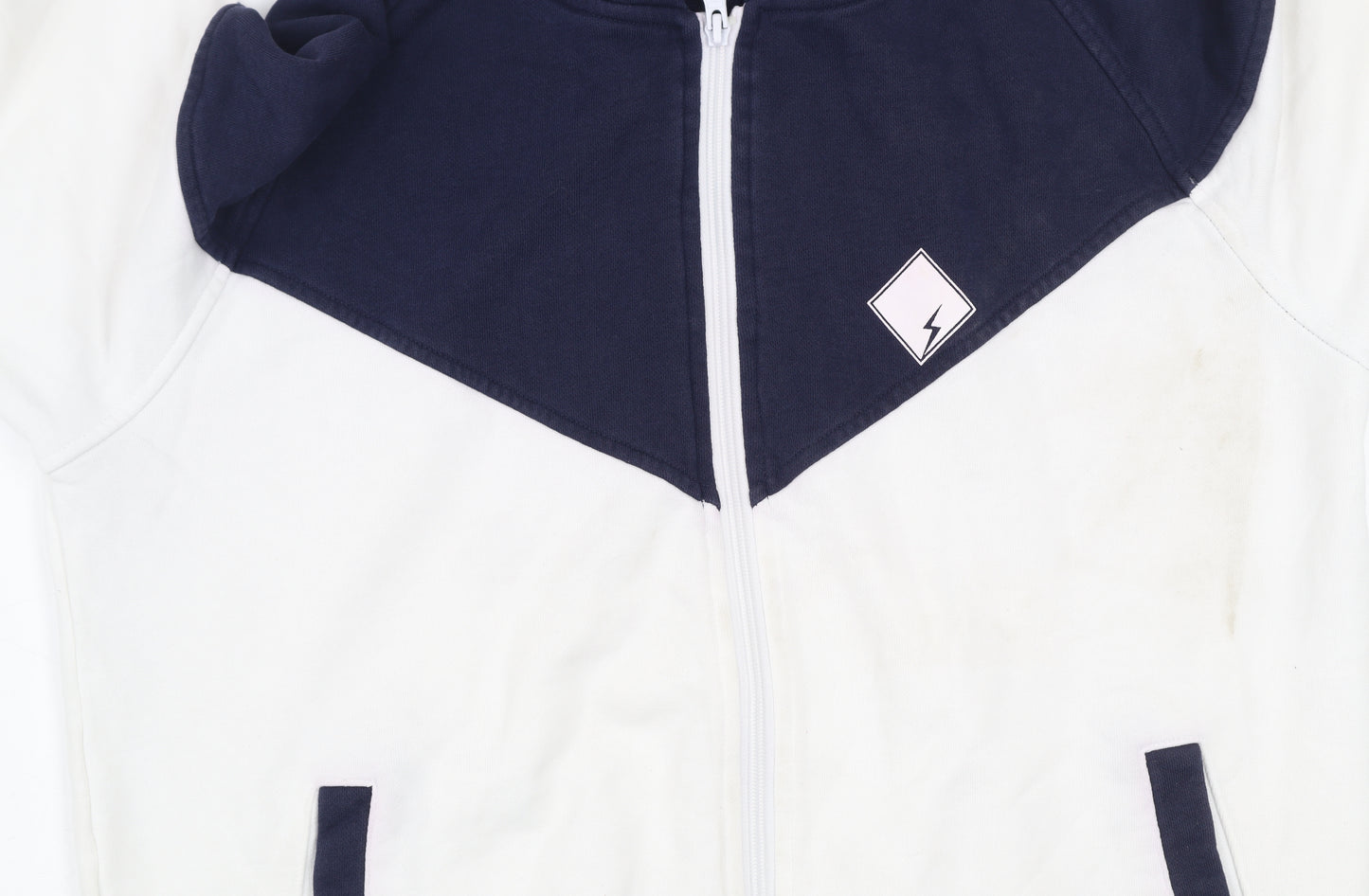 Buddy Men’s Blue & White Full Zip Hooded Cotton Jacket L