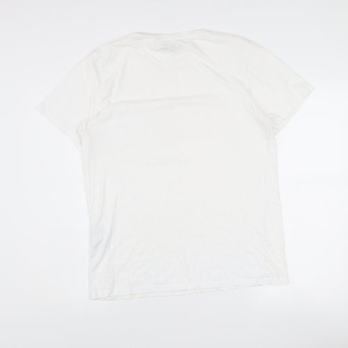 Jack & Jones Men's White Cotton Crew Neck Short Sleeve T-Shirt Size L