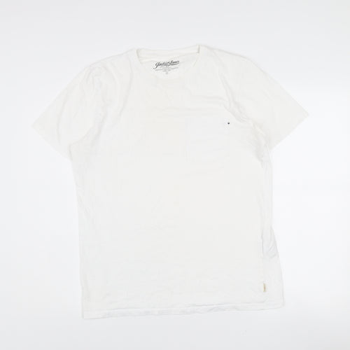 Jack & Jones Men's White Cotton Crew Neck Short Sleeve T-Shirt Size L