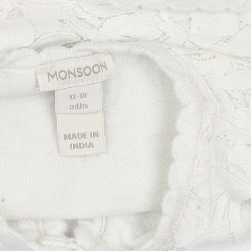 Monsoon Girls Ivory Lace Shrug Cardigan 12–18 Months Formal Wedding