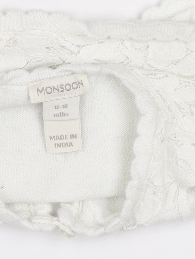 Monsoon Girls Ivory Lace Shrug Cardigan 12–18 Months Formal Wedding