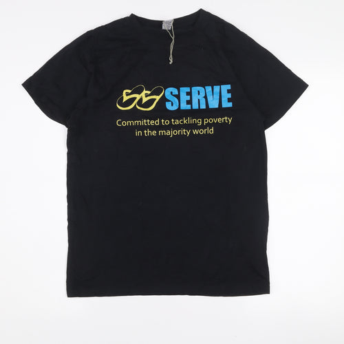 Fair Share Men's Black Organic Cotton Serve Charity T-Shirt Small