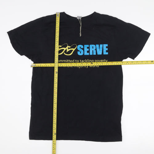 Fair Share Men's Black Organic Cotton Serve Charity T-Shirt Small