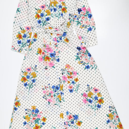 Pieces Womens Multicoloured Floral Polka Dot Shirt Dress XS