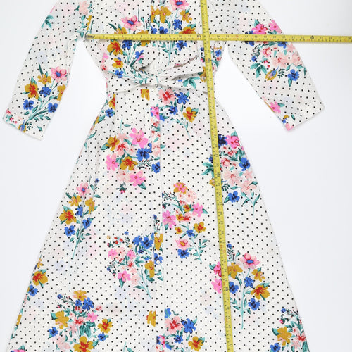 Pieces Womens Multicoloured Floral Polka Dot Shirt Dress XS