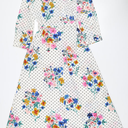 Pieces Womens Multicoloured Floral Polka Dot Shirt Dress XS