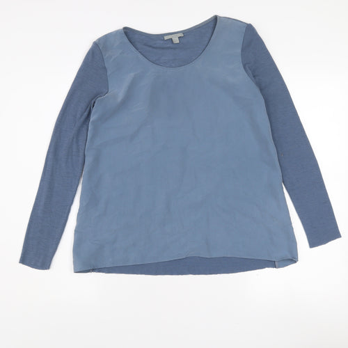 COS Women's Blue Wool Modal Long Sleeve Basic Blouse Size 8