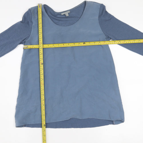 COS Women's Blue Wool Modal Long Sleeve Basic Blouse Size 8
