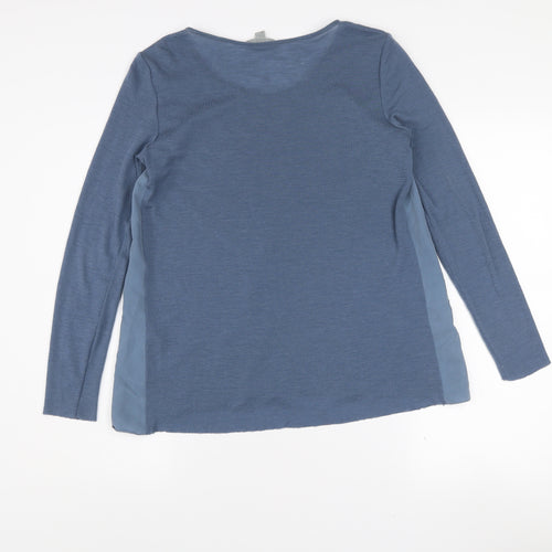 COS Women's Blue Wool Modal Long Sleeve Basic Blouse Size 8