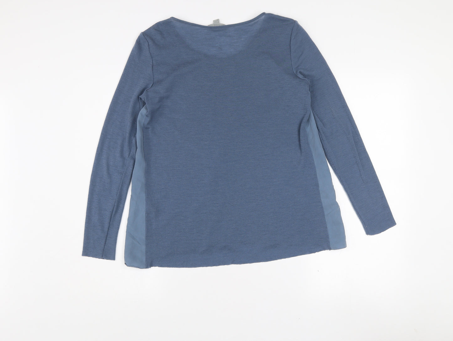COS Women's Blue Wool Modal Long Sleeve Basic Blouse Size 8