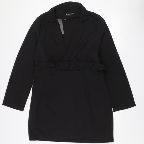 PrettyLittleThing Women Black Size 16 Jacket Dress Ruffle Detail