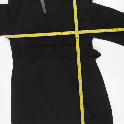 PrettyLittleThing Women Black Size 16 Jacket Dress Ruffle Detail
