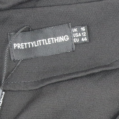 PrettyLittleThing Women Black Size 16 Jacket Dress Ruffle Detail
