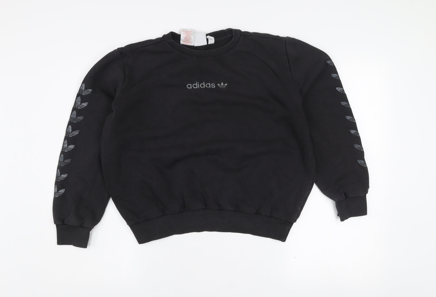 adidas Girls Black 13-14 Years Pullover Sweatshirt with Logo Detailing